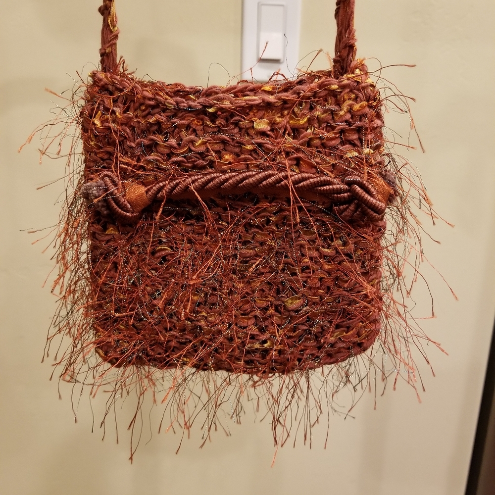 Trendy Rust Woven Handbag